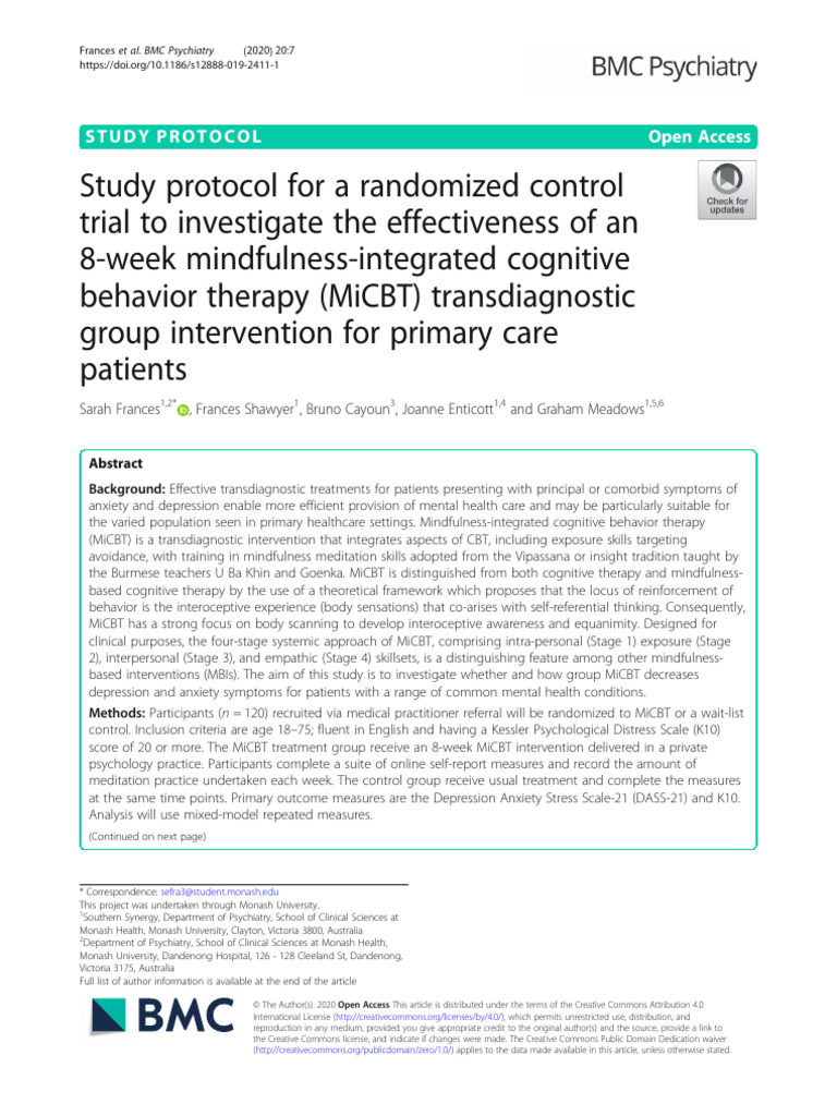 MICBT | PDF | Cognitive Behavioral Therapy | Mindfulness