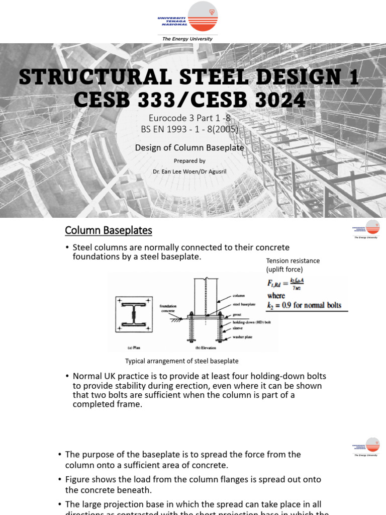 CHP 5 Design of Base Plate Connections | PDF | Column | Bending