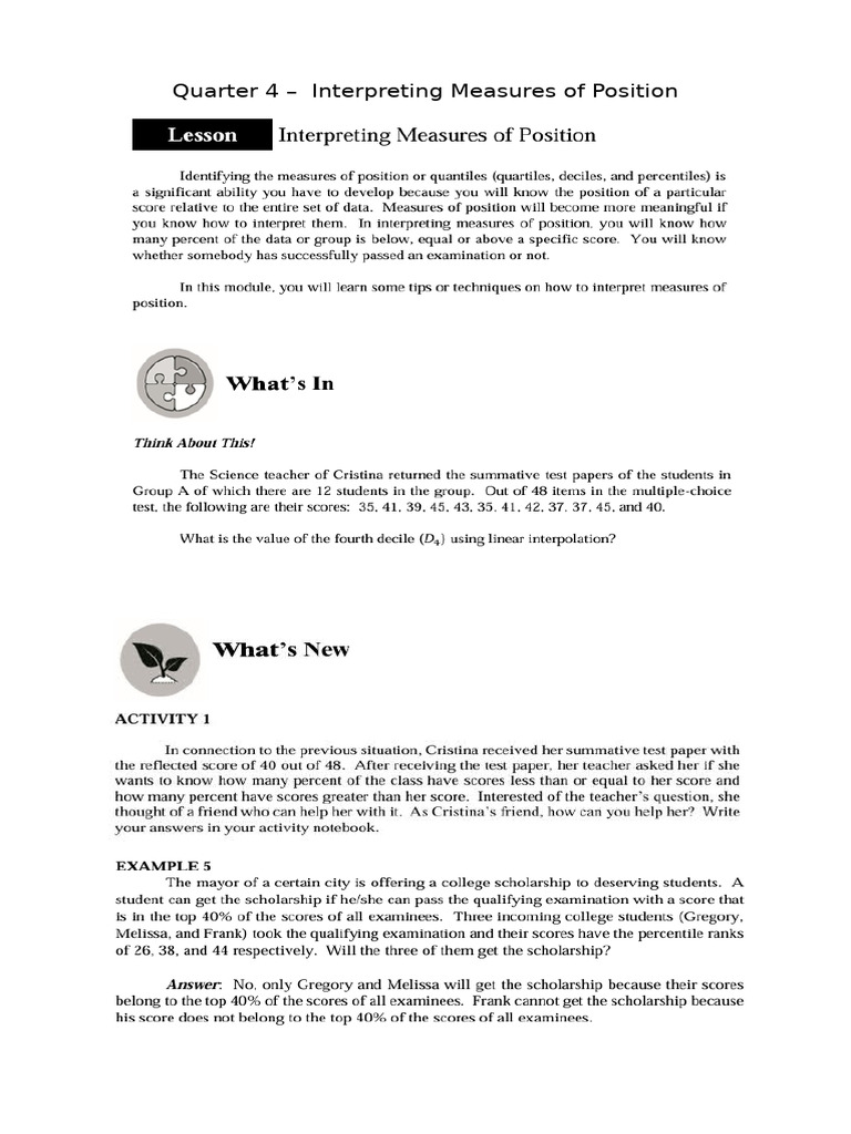 Interpreting Measures of Position | PDF