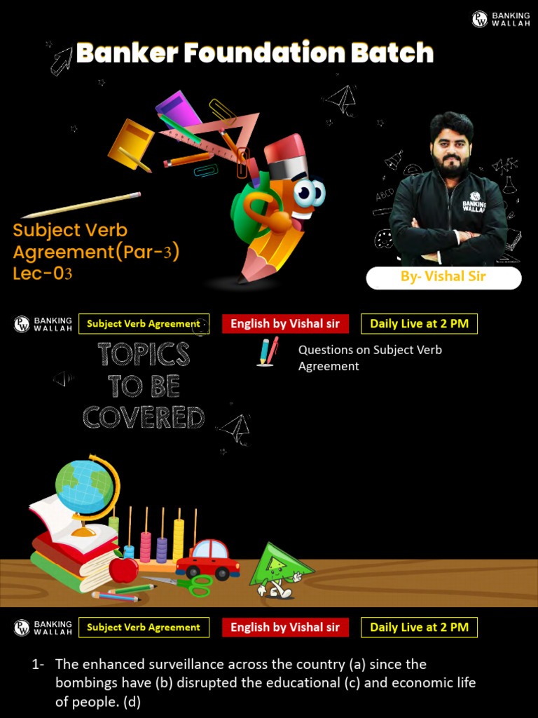 Subject Verb Agreement 03: Class Notes | PDF | English Language | Plural
