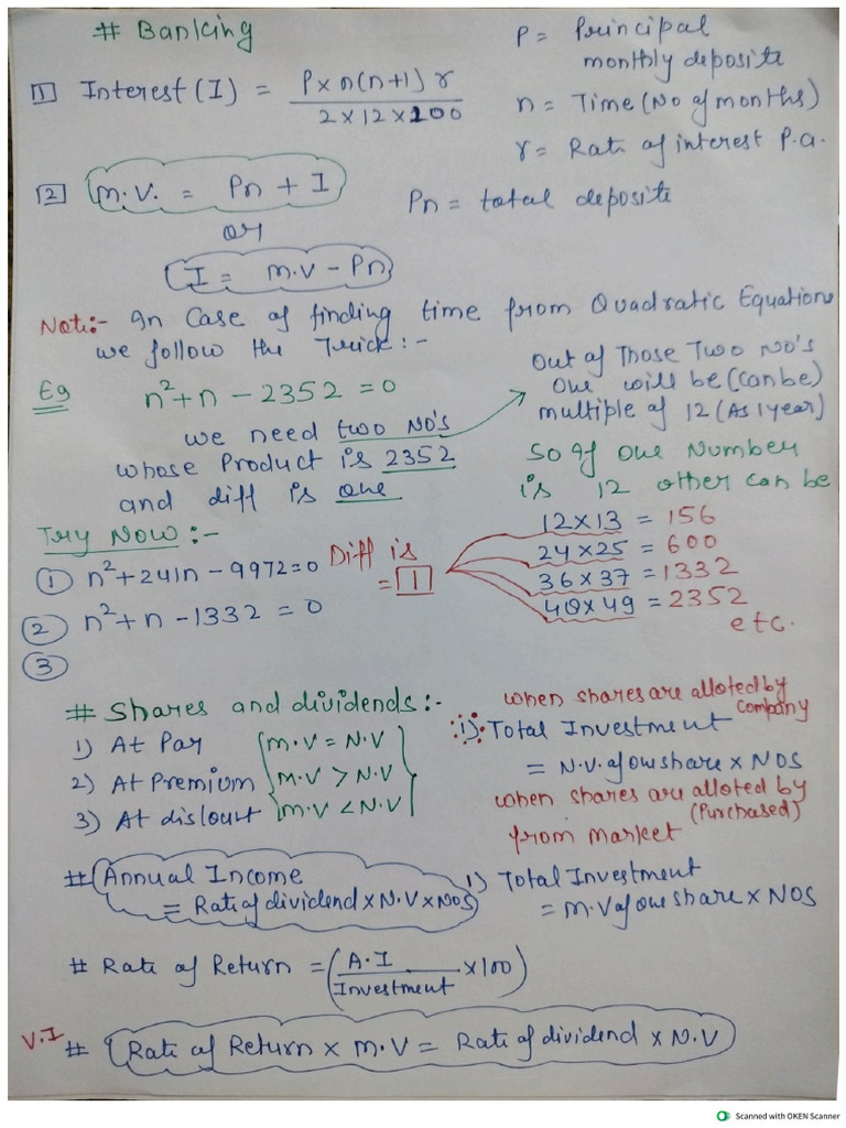 Maths Formula Sheet For Last Minute Revision | PDF