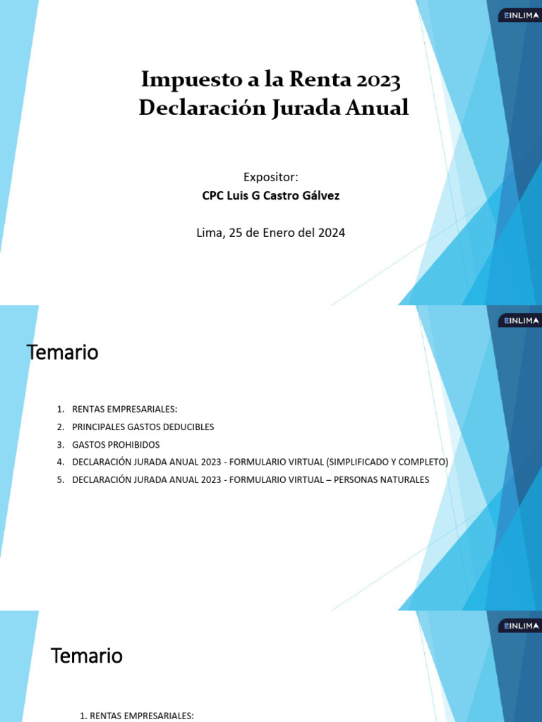 Impuesto A La Renta 2023 | PDF | Depreciación | Impuestos