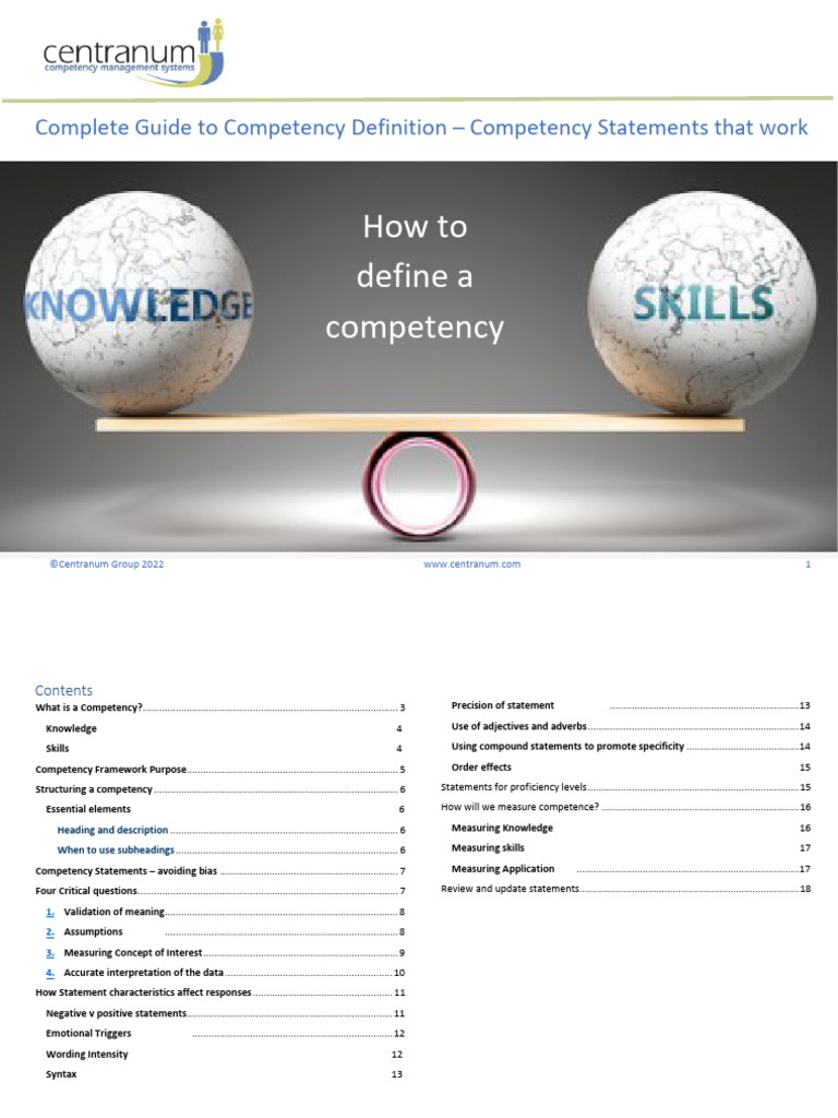 How To Define A Competency Competency Statements That Work | PDF ...