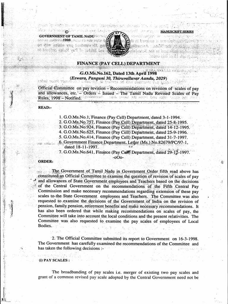 Go 111162 (5th Pay Commission) | PDF | Employment Compensation