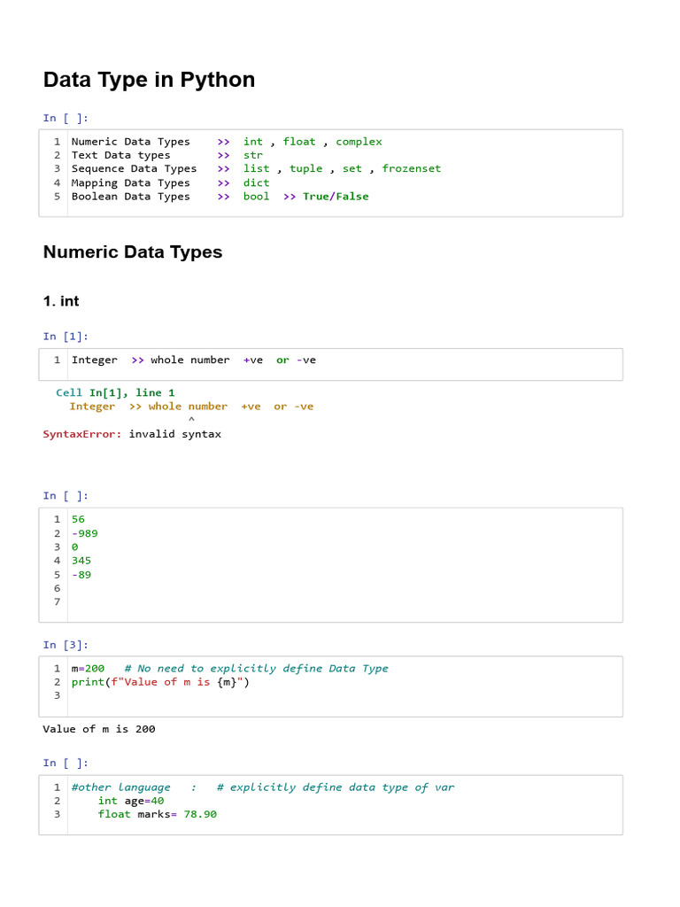 Data Type in Py | PDF