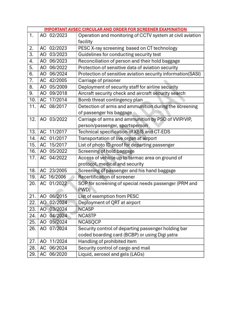 Important Avsec Cir For Screener | PDF