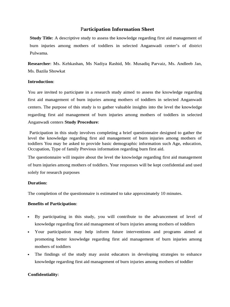 Participation Information Sheet Group G | PDF