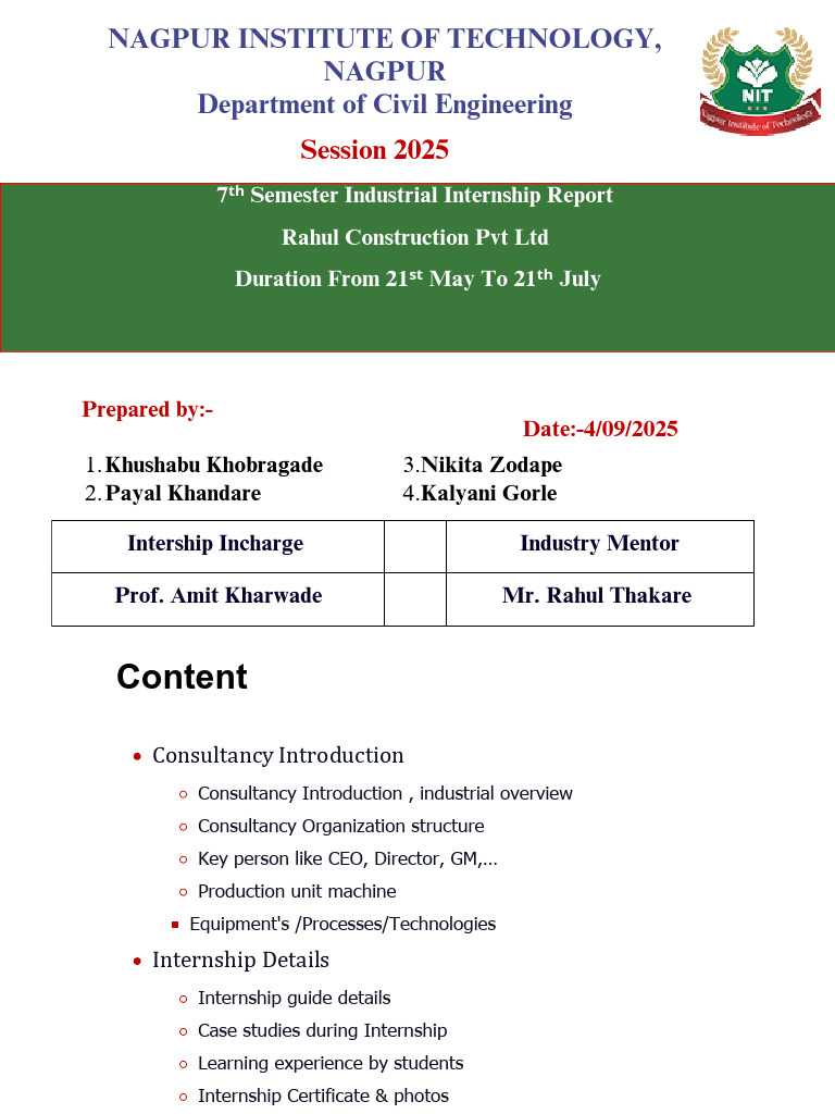 Sample Internship Presentation by Student - PPTX - 20250904 - 124944 ...