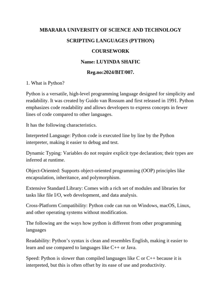 Mbarara University of Science and Technology | PDF | Python ...