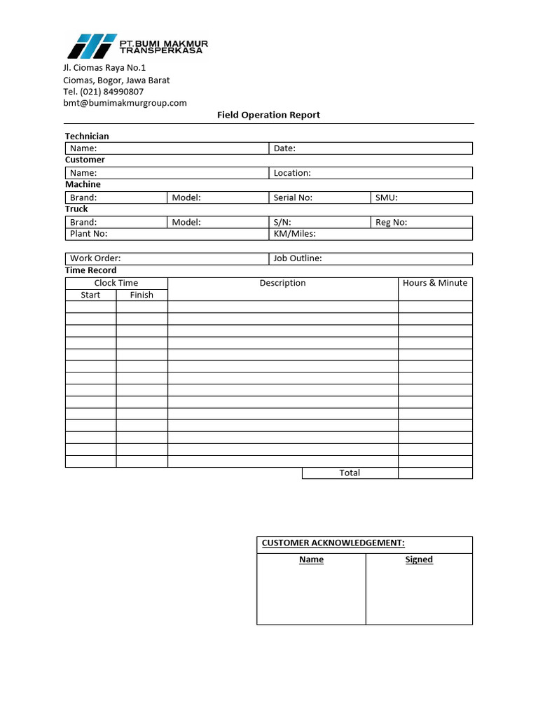Field Operation Report | PDF