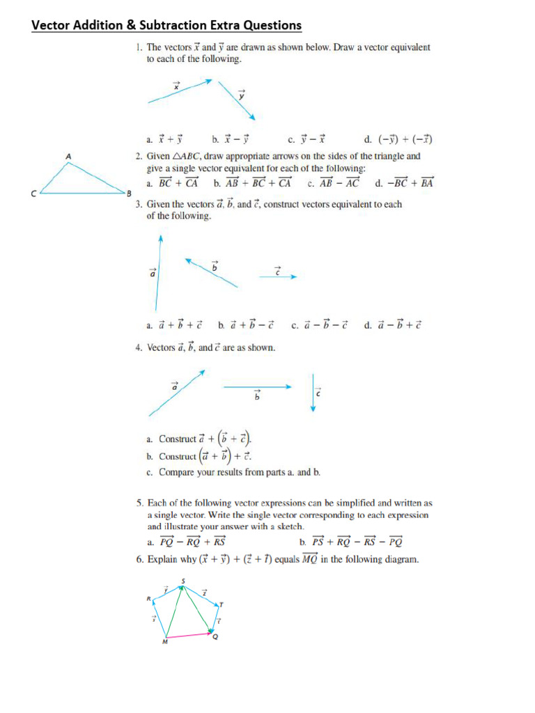 More Vector Addition Subtraction Questions With Answers | PDF
