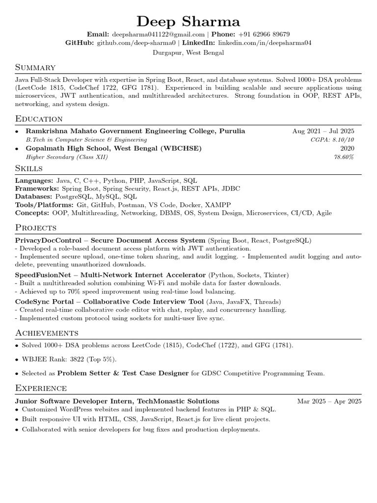 Deep Resume | PDF | Databases | Postgre Sql