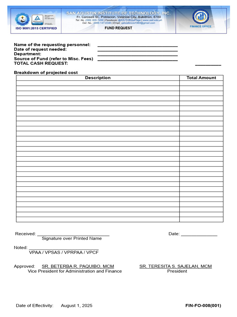 Fund Request Form | PDF