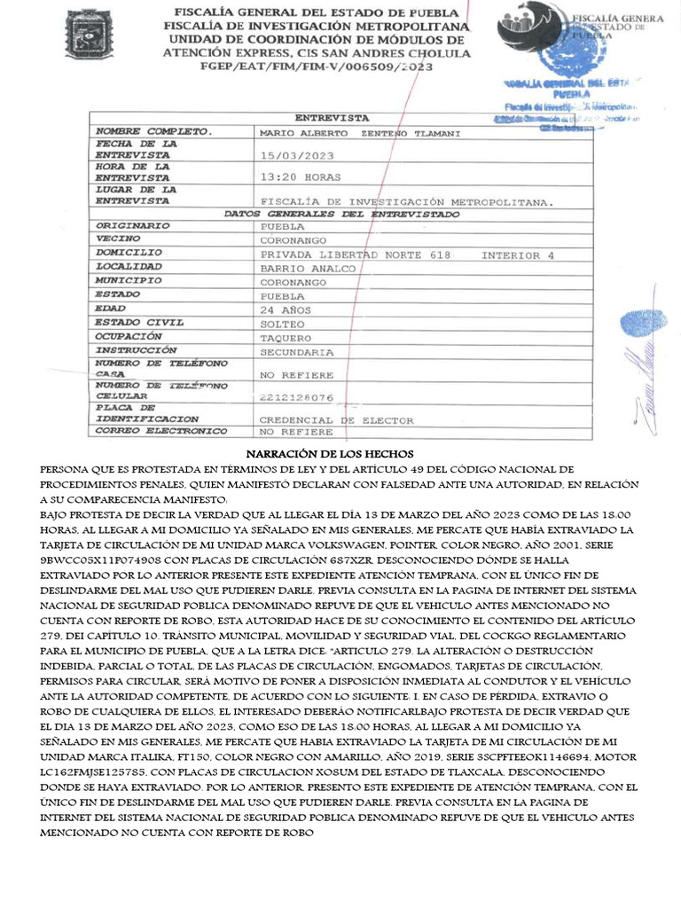 Acta de Extravio | PDF
