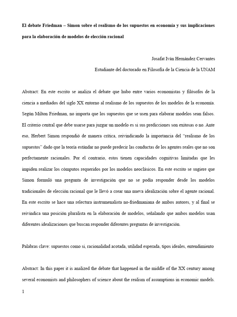 El Debate Friedman Simon Sobre El Realis | PDF | Falacia | Lógica