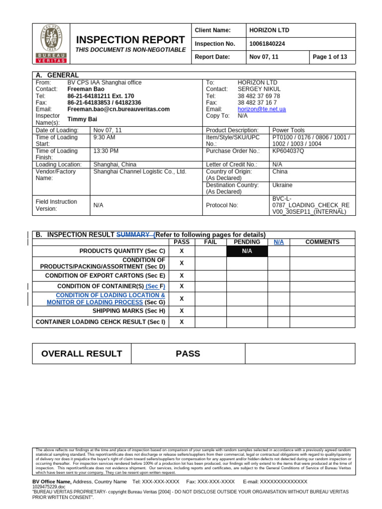 Attachment#01 Loading Check Report Template (Internal) | PDF ...