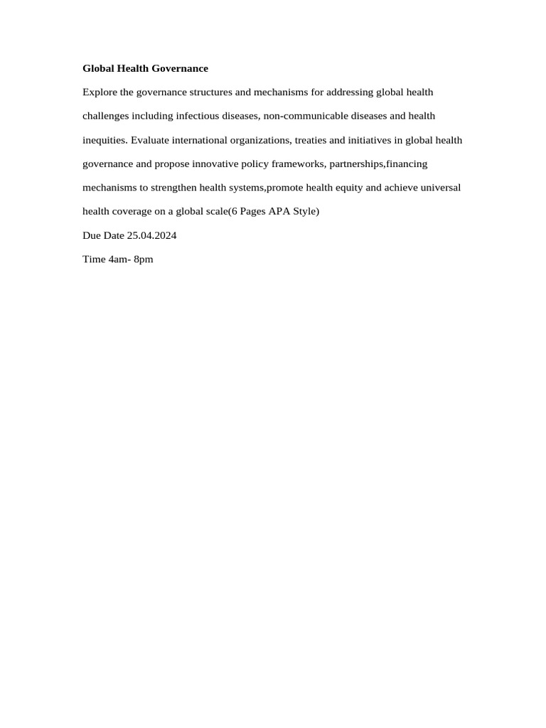 Global Health Governance | PDF