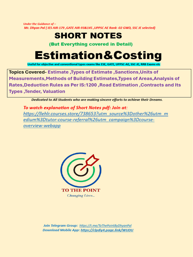 Estimate Update Short Notes-1-12 | PDF