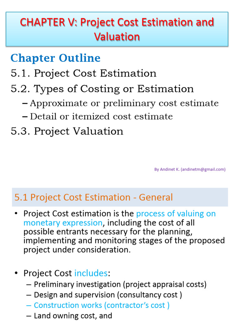 Project Cost Estimation | PDF | Valuation (Finance) | Depreciation