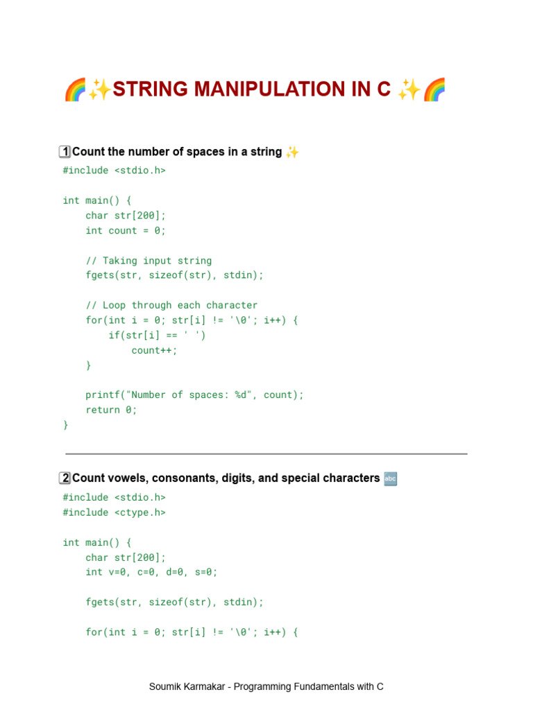 ? String Manipulation in C ? | PDF | Linguistics | Computing