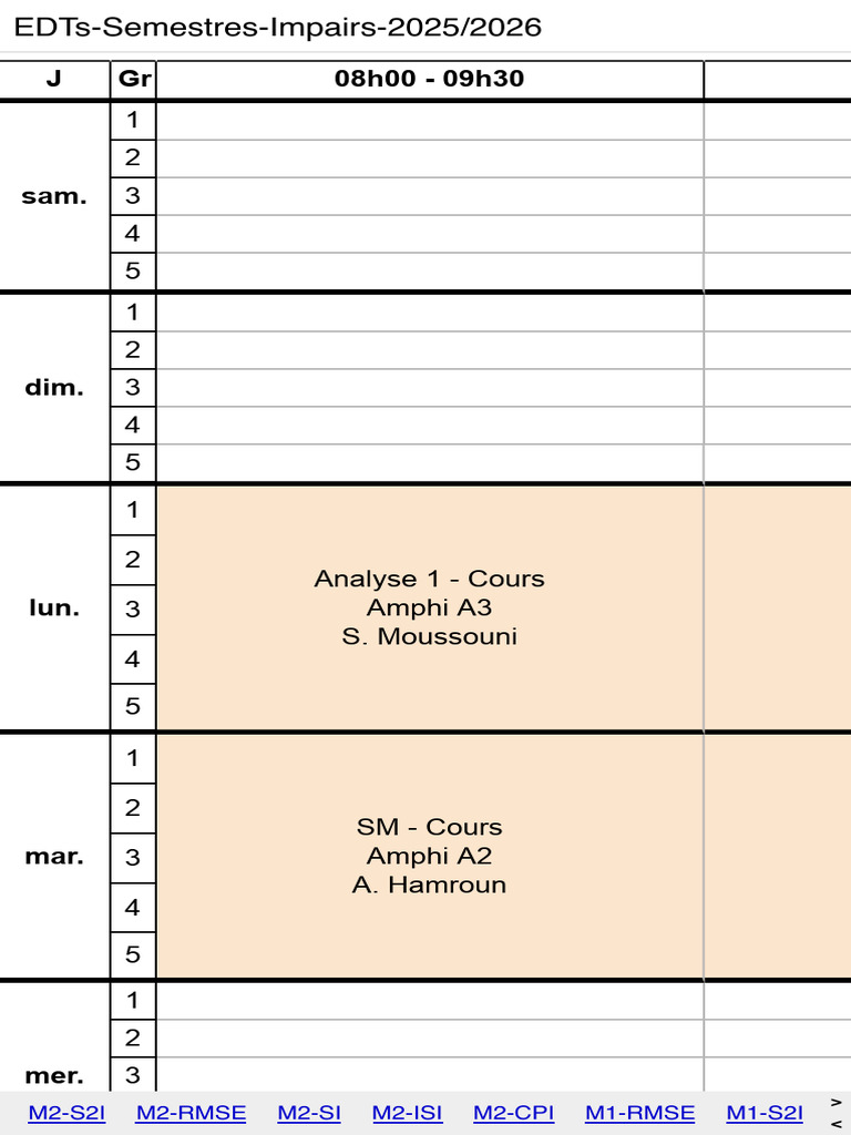 EDTs Semestres Impairs 20252026 Google Drive | PDF