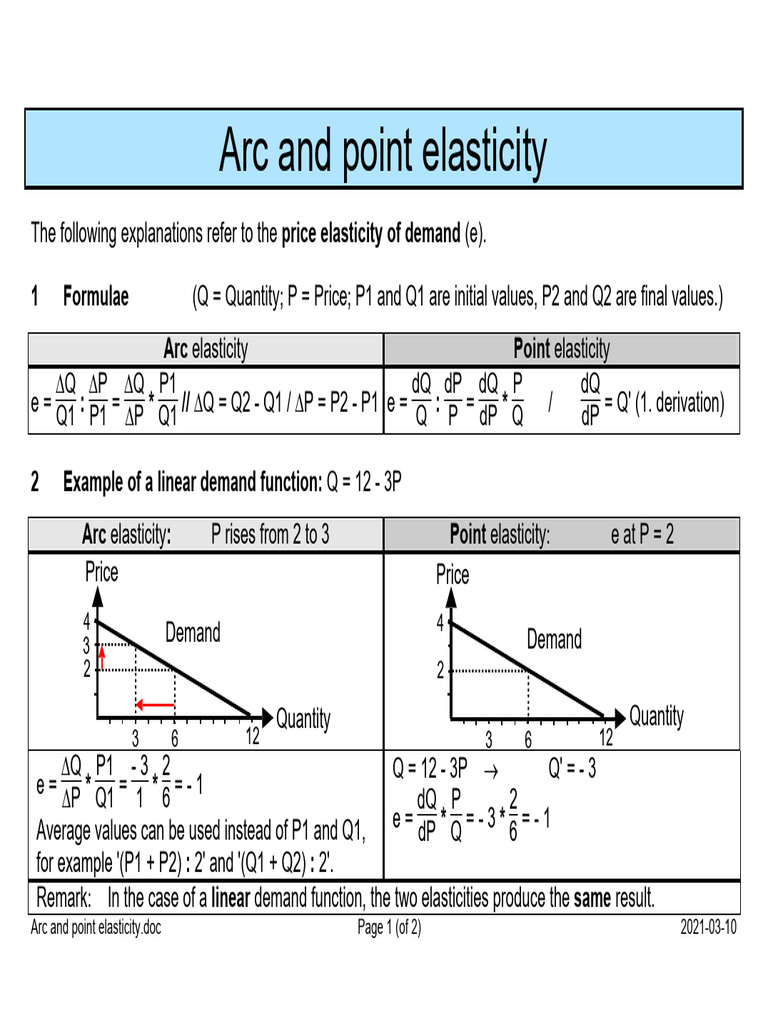 05 Arc and Point Elasticity | PDF | Elasticity (Economics) | Demand