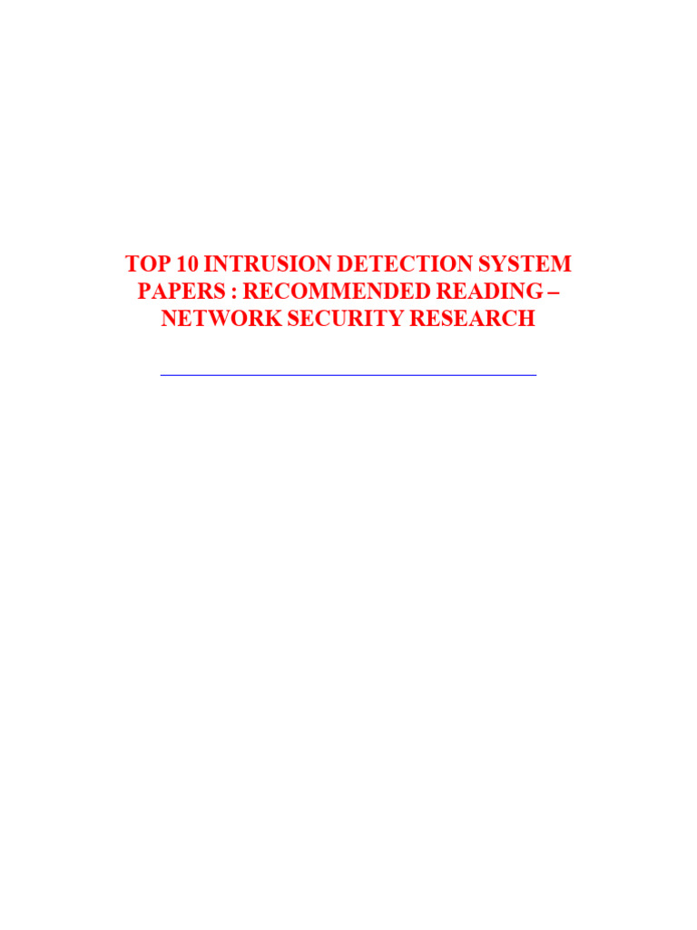Top 10 Intrusion Detection System Papes | PDF | Wireless Sensor Network ...
