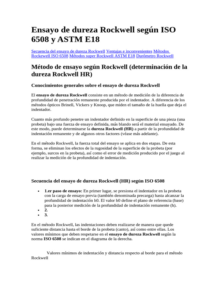 Ensayo de Dureza Rockwell Según ISO 6508 y ASTM E18 | PDF | Dureza | Cobre