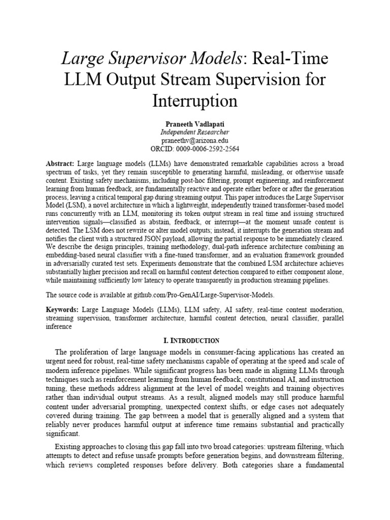 Large Supervisor Models: Real-Time LLM Output Stream Supervision For ...