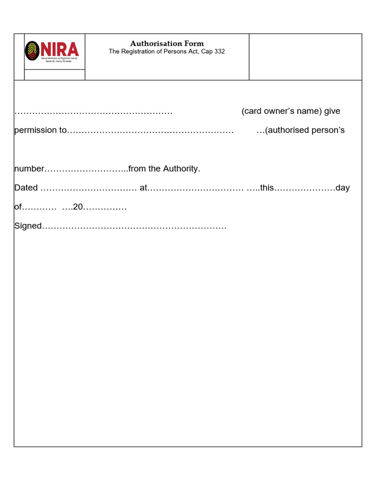 Form 8 - Authorization Form | PDF