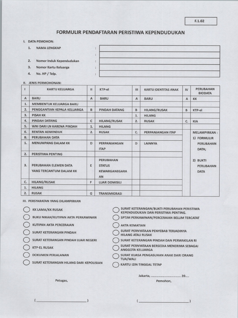 Formulir F1-02 Jakut | PDF