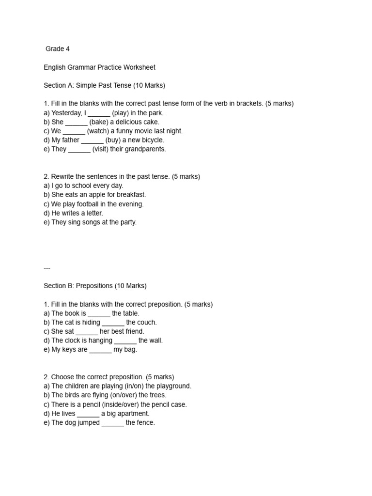 Grade 4abc English Grammar | PDF | Verb | Linguistics