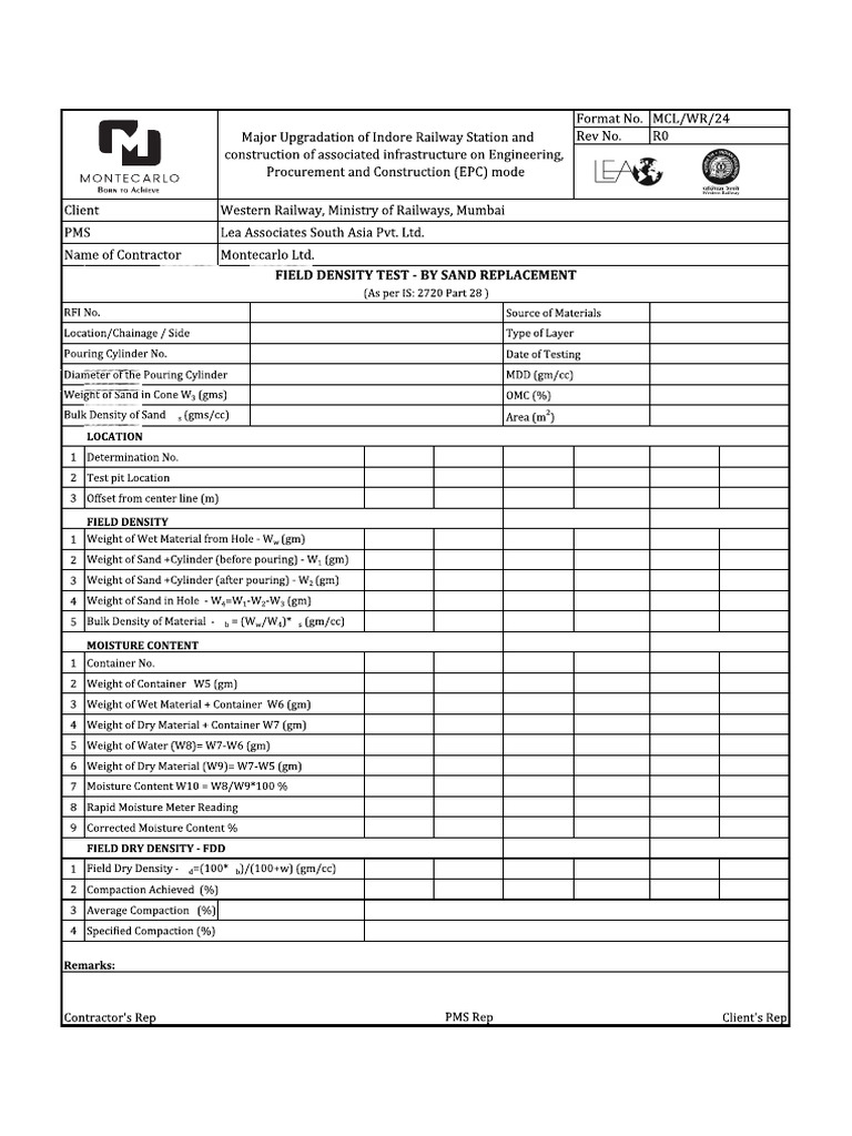 Field Density Test - by Sand Replacement | PDF
