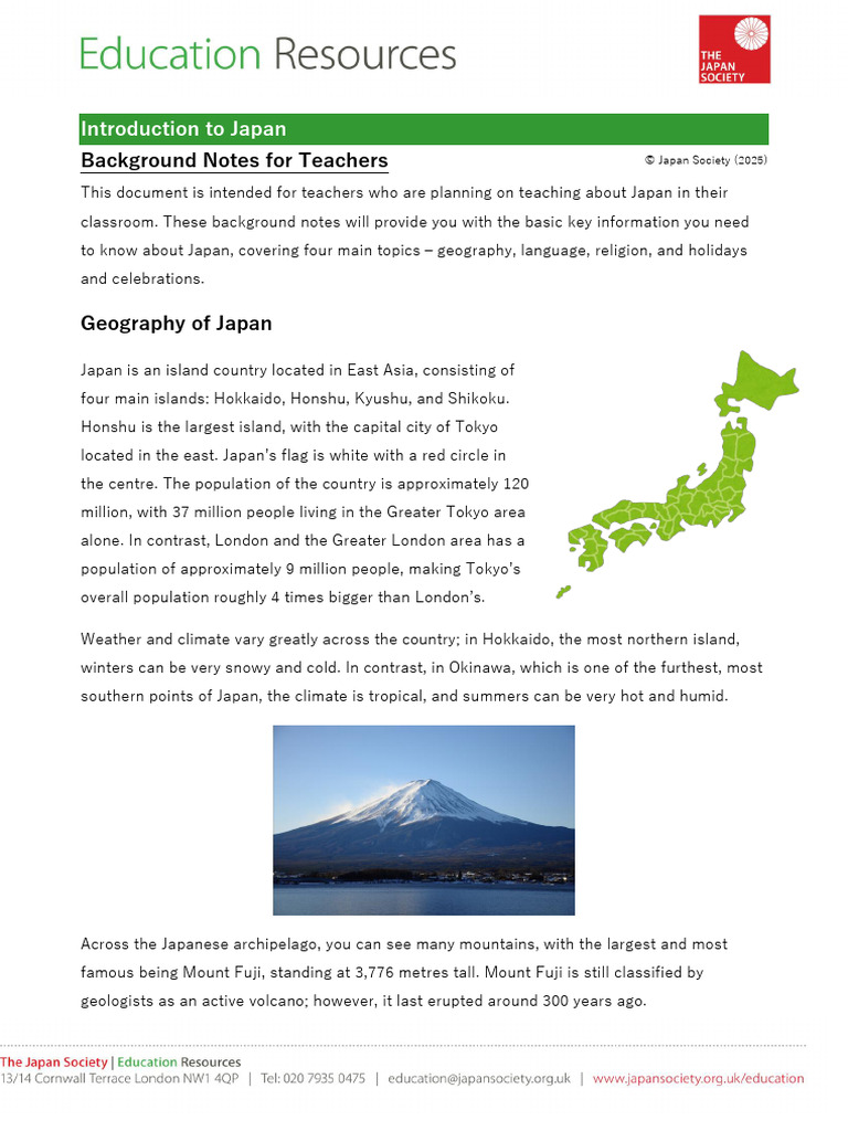 Japan Background Notes For Teachers | PDF | Japanese Language | Japan