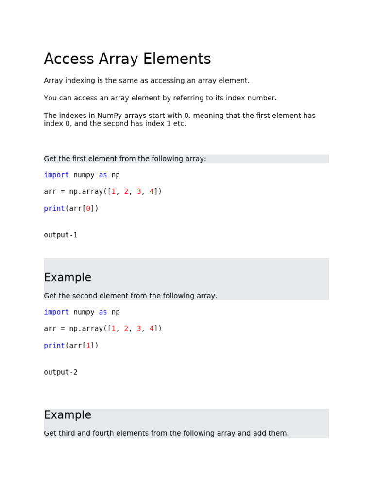 2.access Array Elements (Second Class) | PDF | Computer Programming