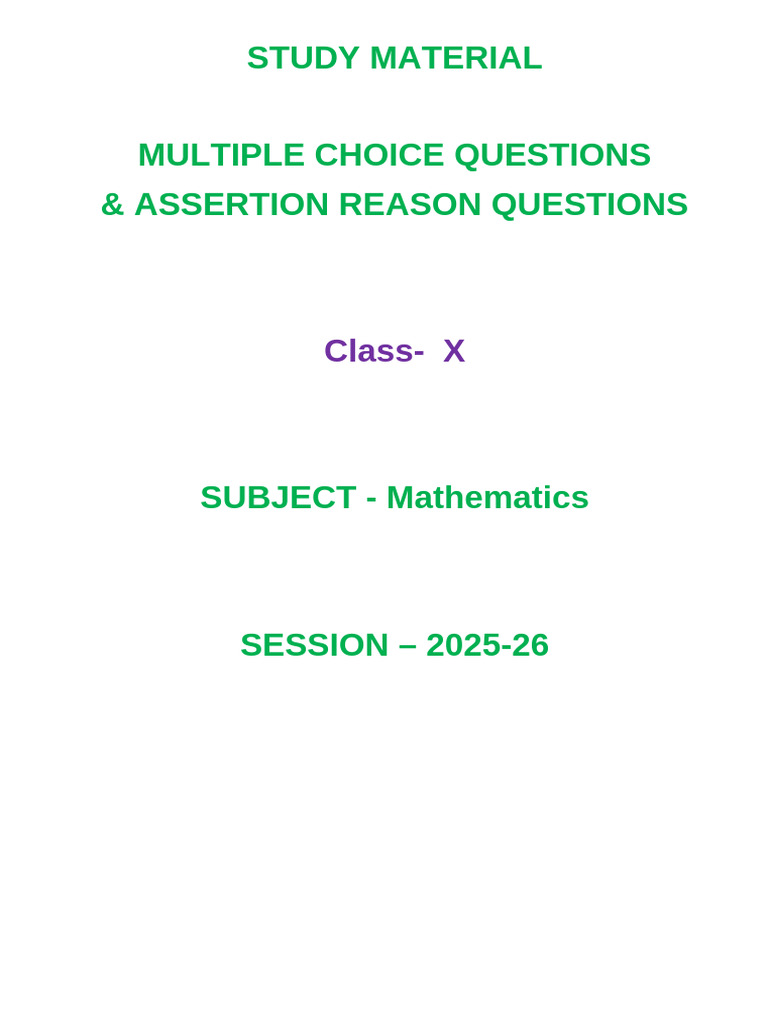 Study Material XMaths CBQ, MCQ 202526 PDF Line (Geometry
