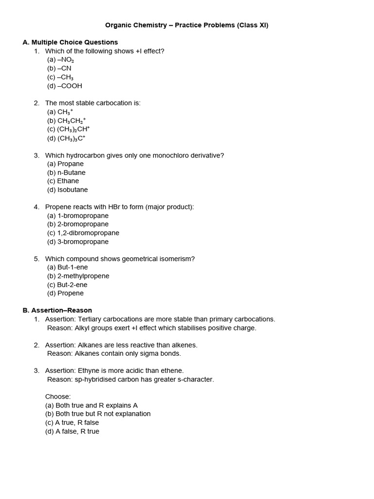 Organic Chemistry Worksheet 2 | PDF | Alkane | Alkene