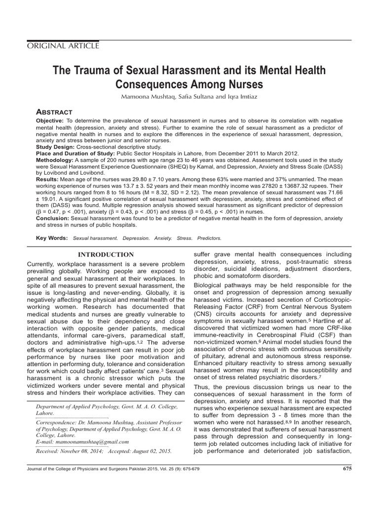 The Trauma of Sexual Harassment | PDF | Abnormal Psychology | Mental Health