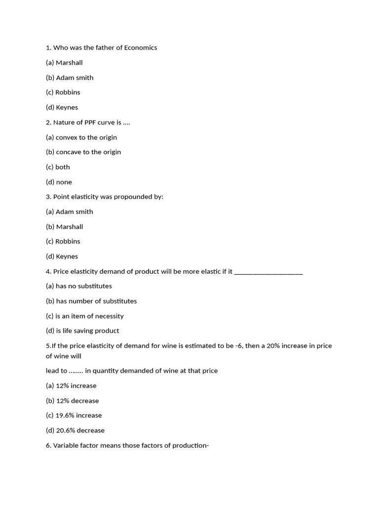 Economics Sample Question | PDF | Profit (Economics) | Monopoly