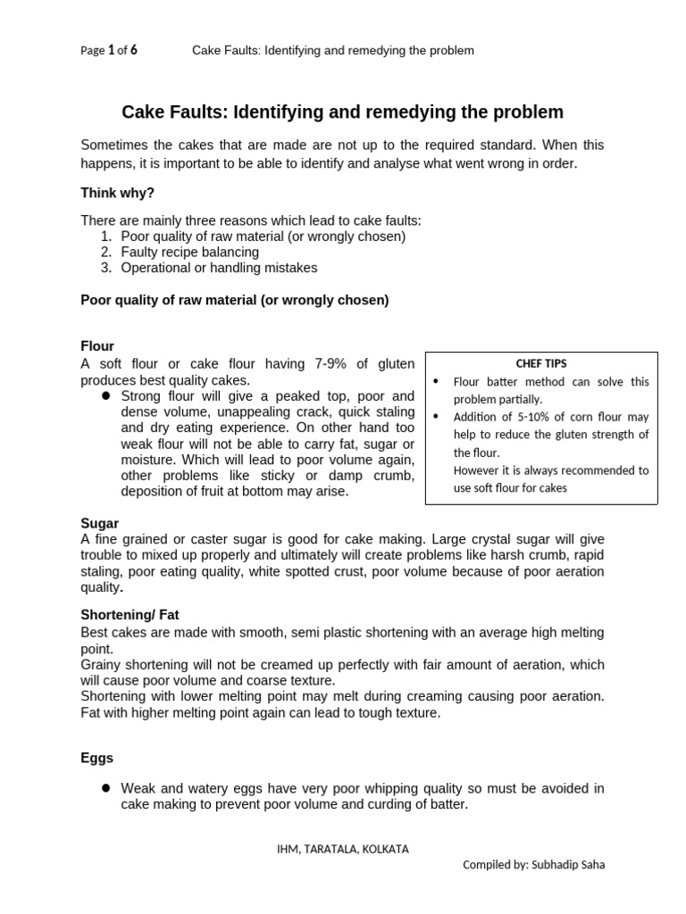 Cake Faults, Identifying and Remedying The Problem | PDF | Cakes | Breads