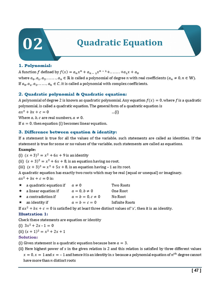 Quadratic Equations | PDF | Quadratic Equation | Polynomial