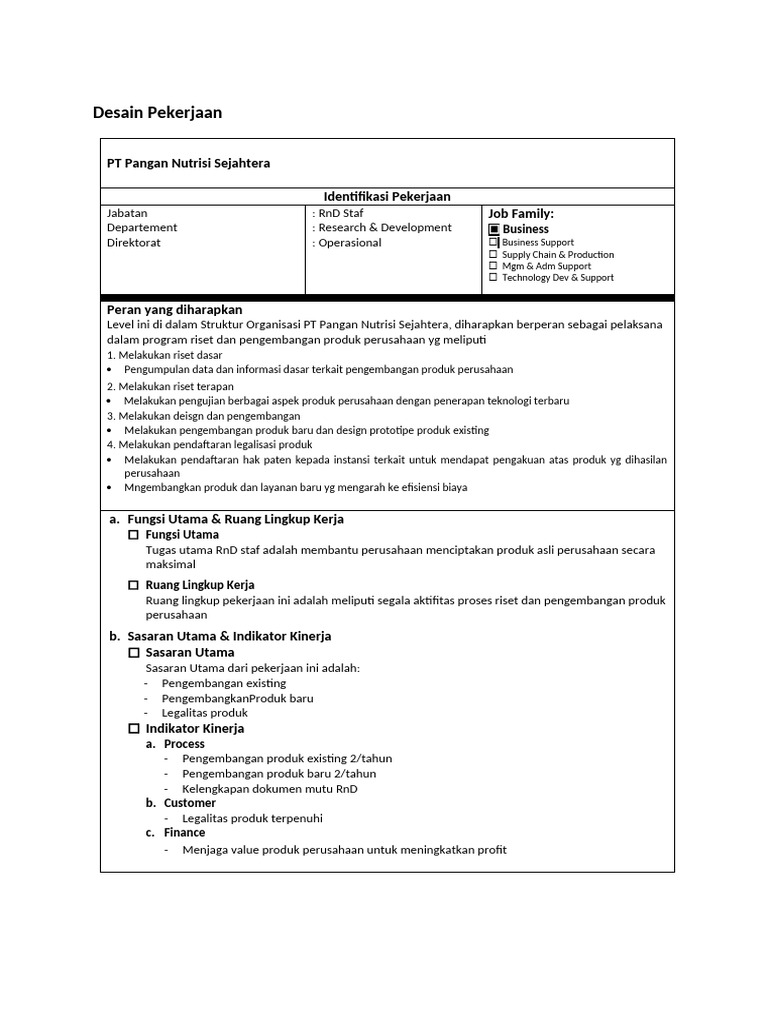 Job Design RND Staf | PDF