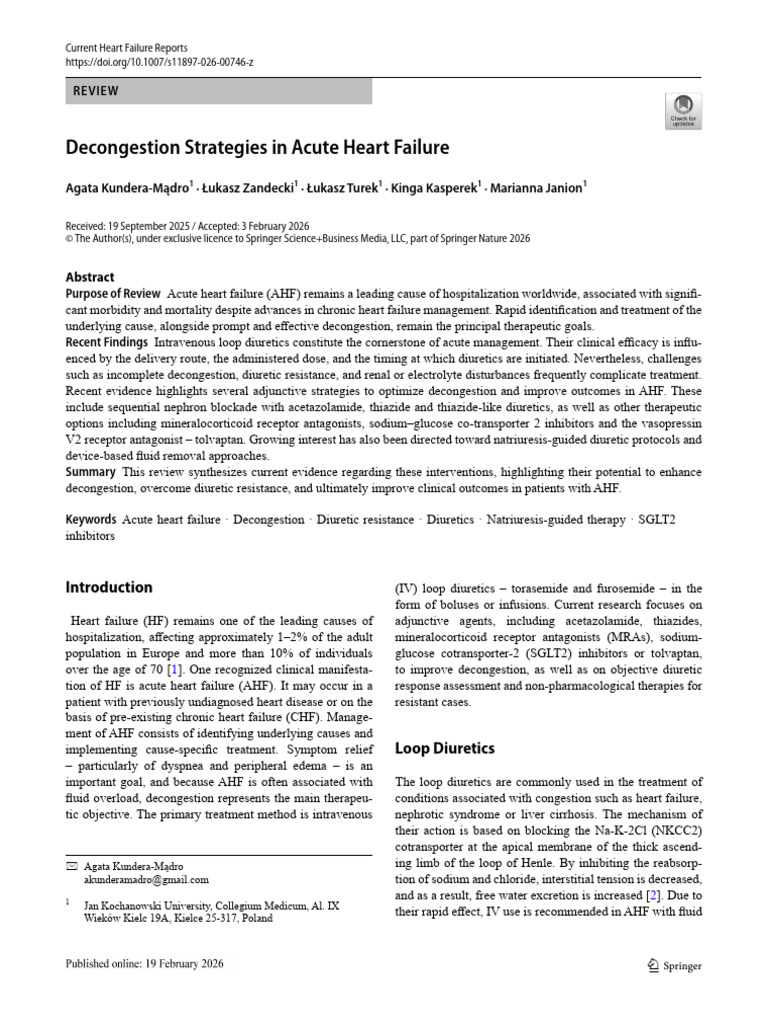 Decongestion Strategies in Acute Heart Failure | PDF | Heart Failure ...