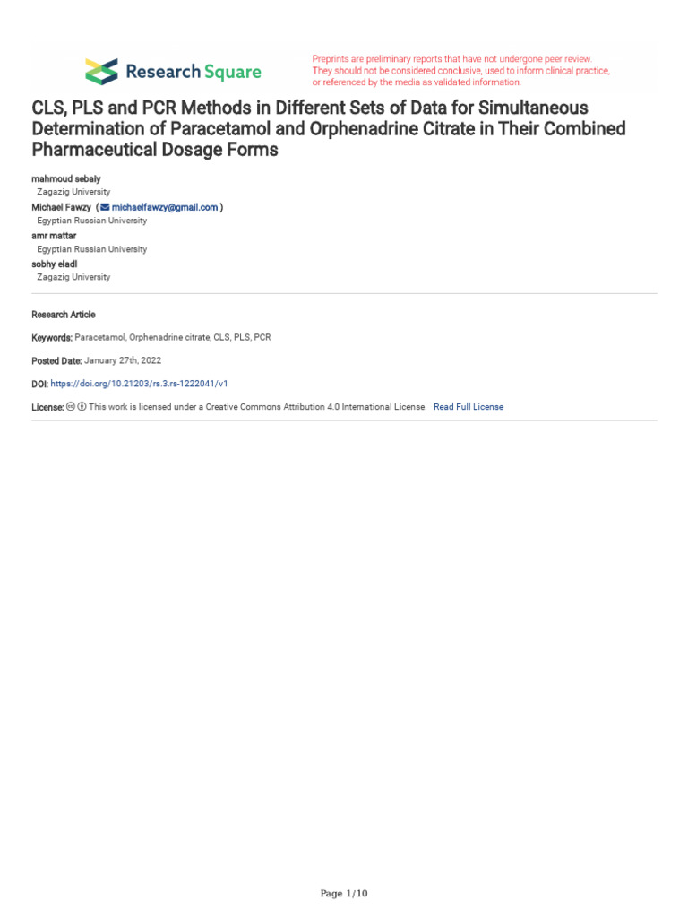 CLS PLS and PCR Methods in Different Set | PDF | Chemometrics | Analysis