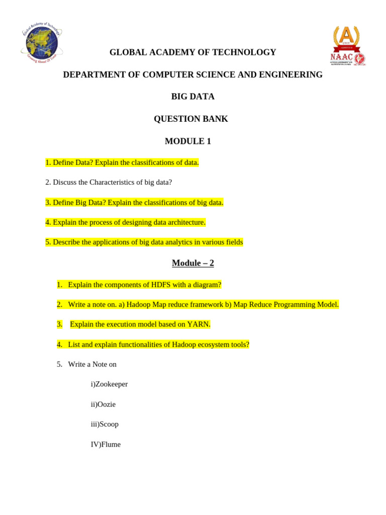 Big Data Question Bank | PDF | No Sql | Big Data