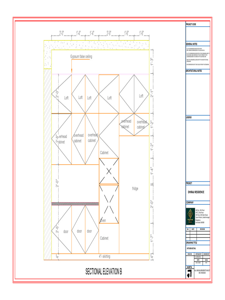 Dhiraj Residence - Kitchen Sectional Elevation B | PDF