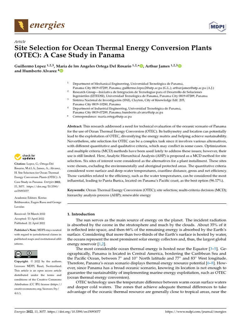 Site Selection For Ocean Thermal Energy Conversion | PDF