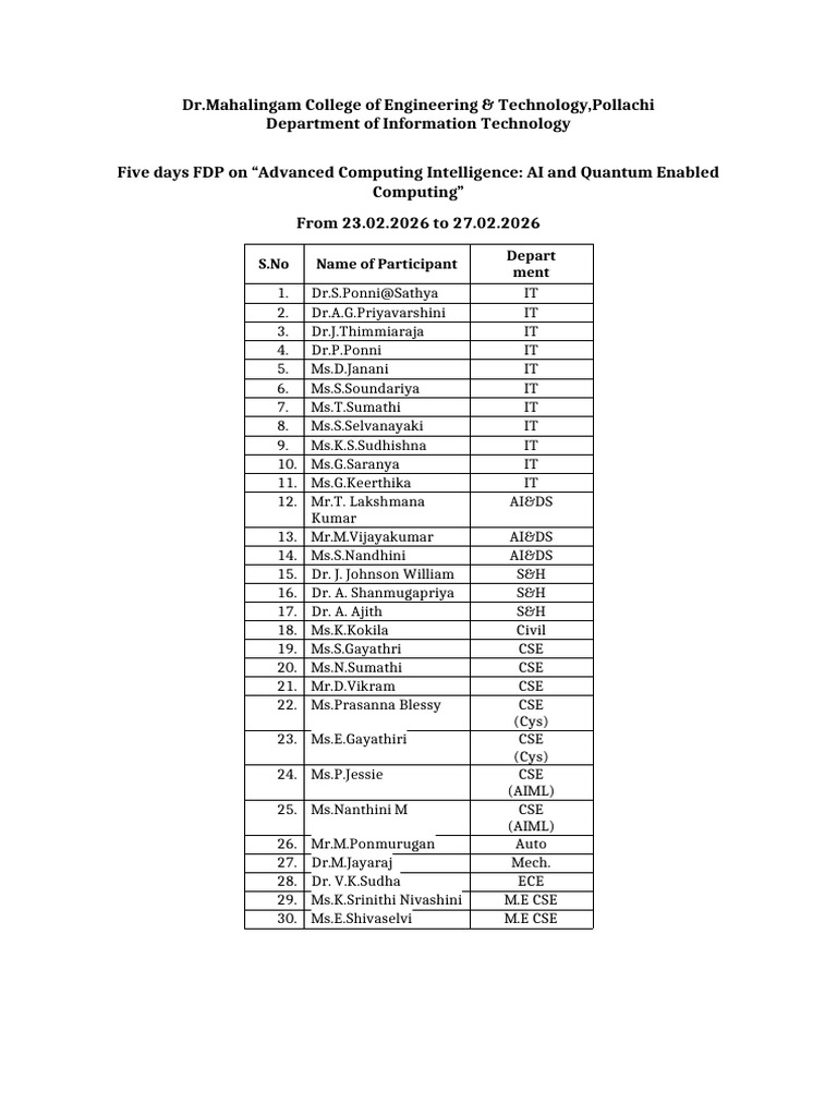 Participant List | PDF