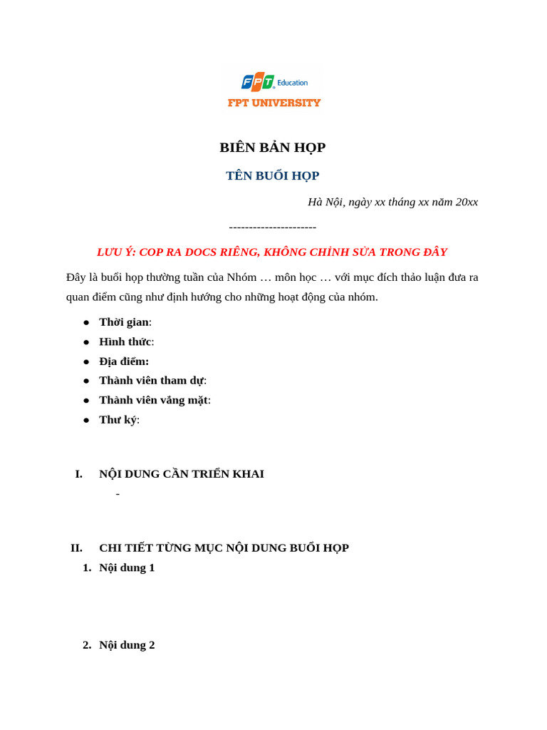 Form Biên Bản Họp | PDF