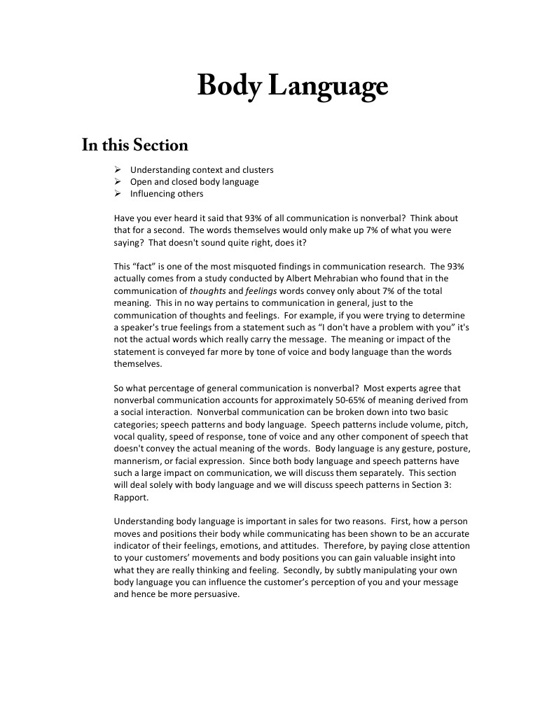 Topsalarysales Body Languagepg1 | PDF | Body Language | Nonverbal ...